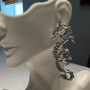 Dragon Stud Earrings in Silver Tone Setting